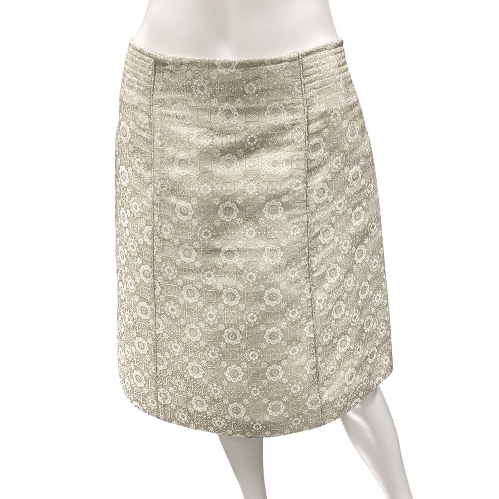 Chloé Skirt Women’s Size 6 Silver Shimmer A-Line Knee Length “Porcelaine” Color